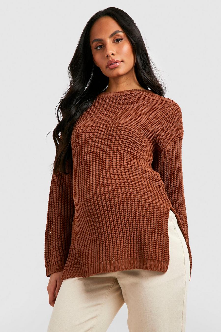 Toffee Maternity Side Split Sweater image number 1