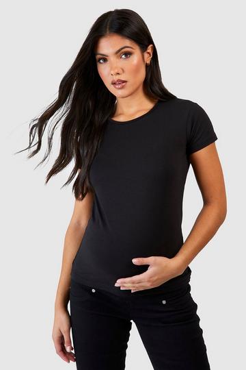 Maternity Basic Short Sleeve Crew Neck T-shirt black