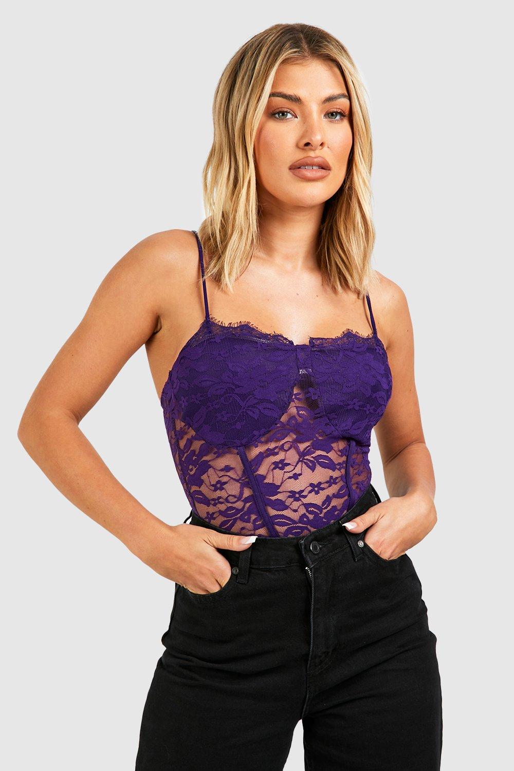 Purple store bustier top