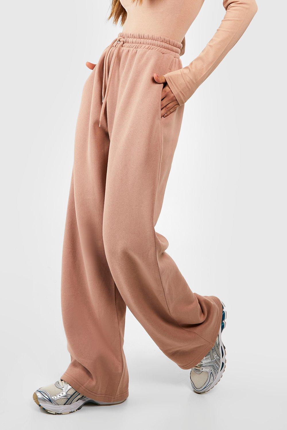 Beige Basic Wide Leg Jogger