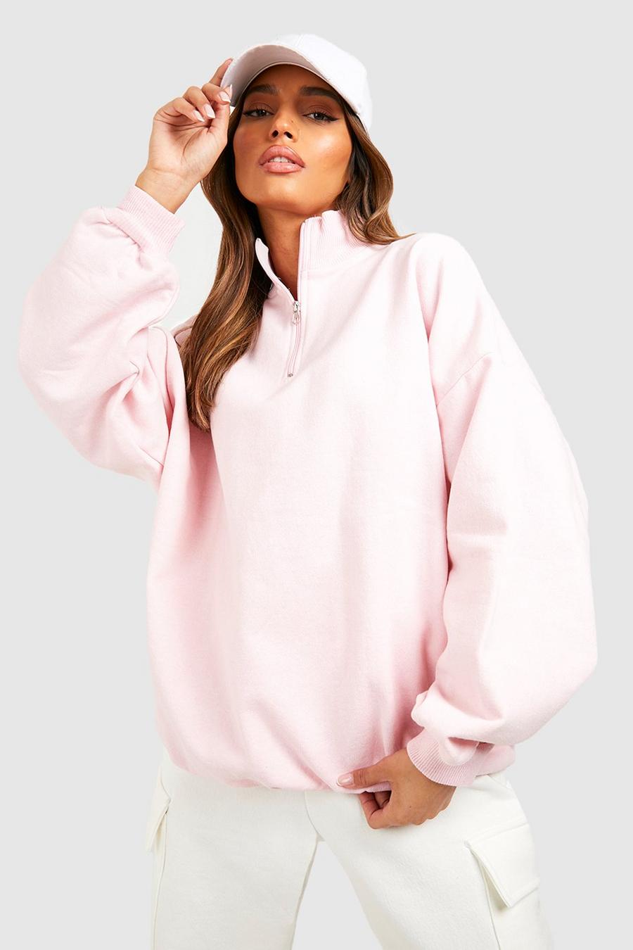 Light pink Oversized Half Zip Sweater image number 1