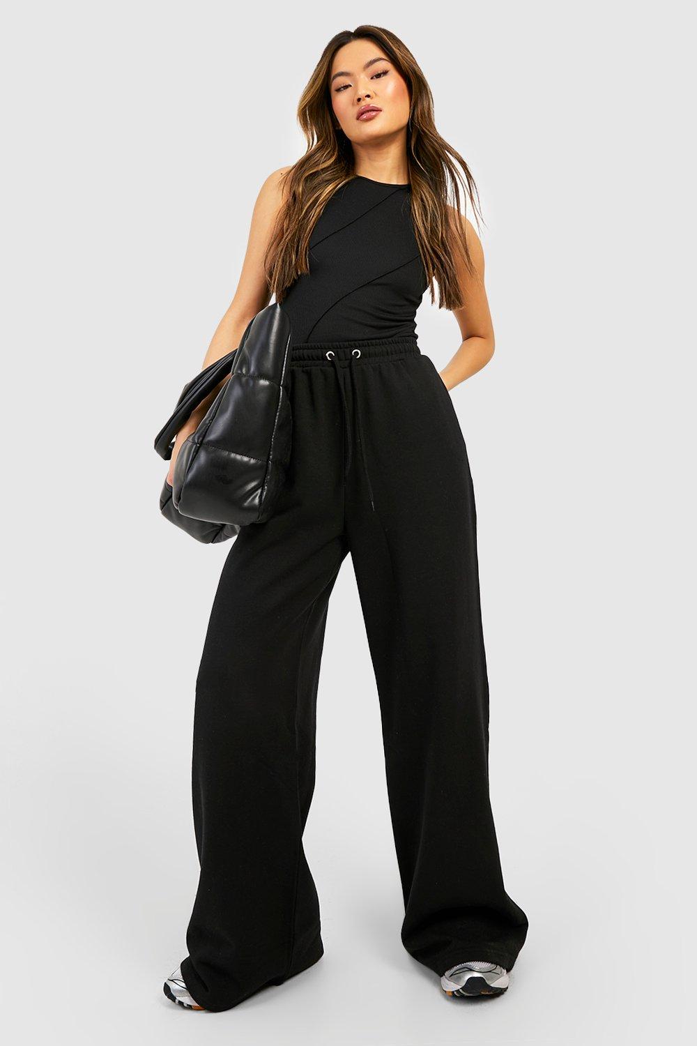 Buy Boohoo Solid Wide Leg Sweatpants In Black