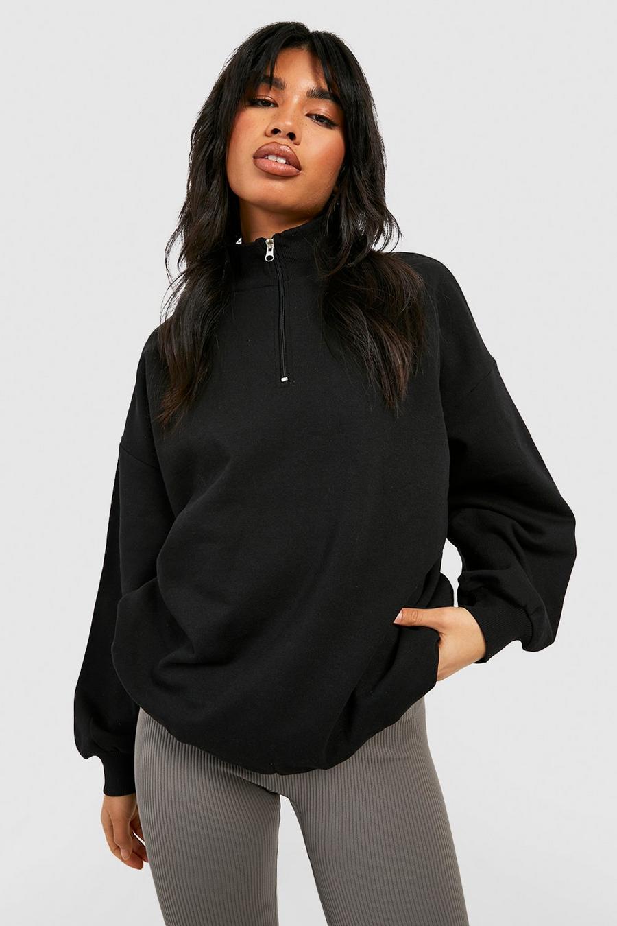Black Oversized Half Zip Sweater image number 1