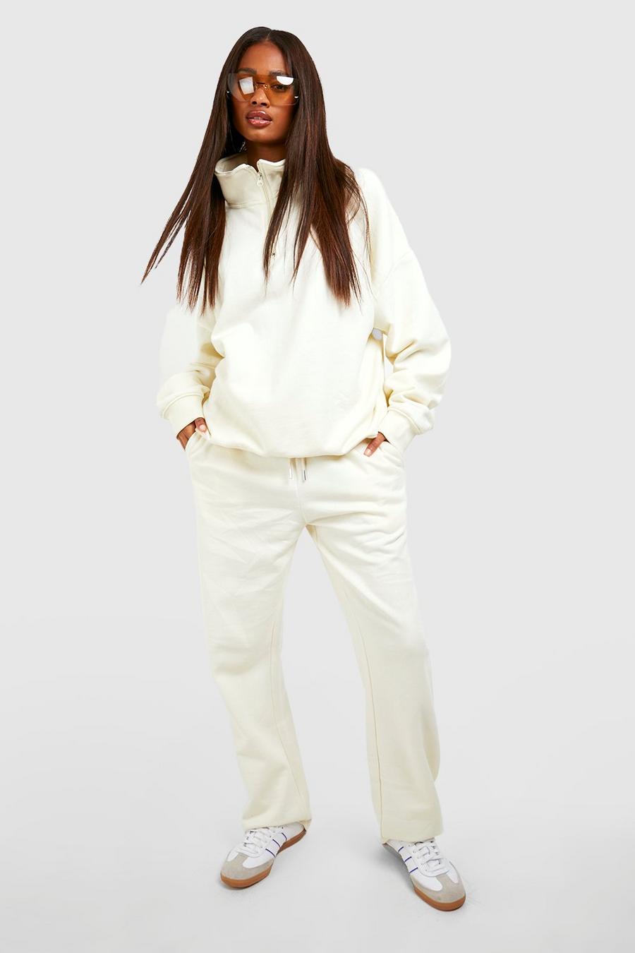 Oversize Sweatshirt mit Reißverschluss, Ecru white