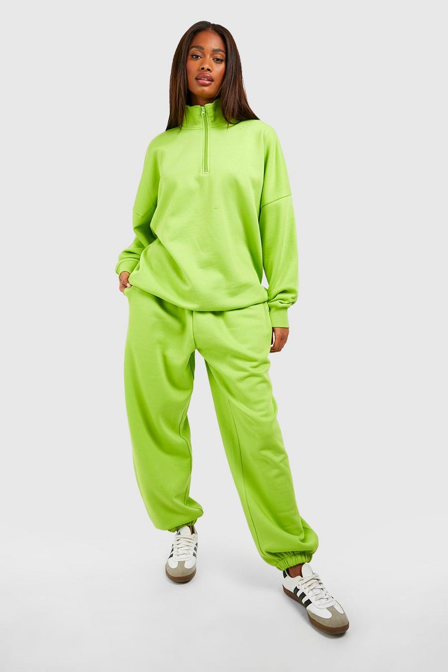 Half Zip Oversized Sweater , Lime verde