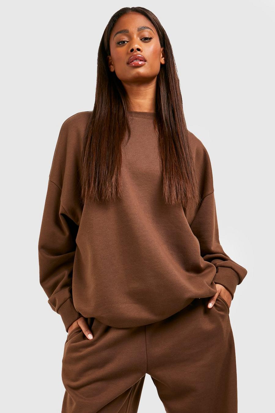 Basic Oversize Sweatshirt, Chocolate image number 1