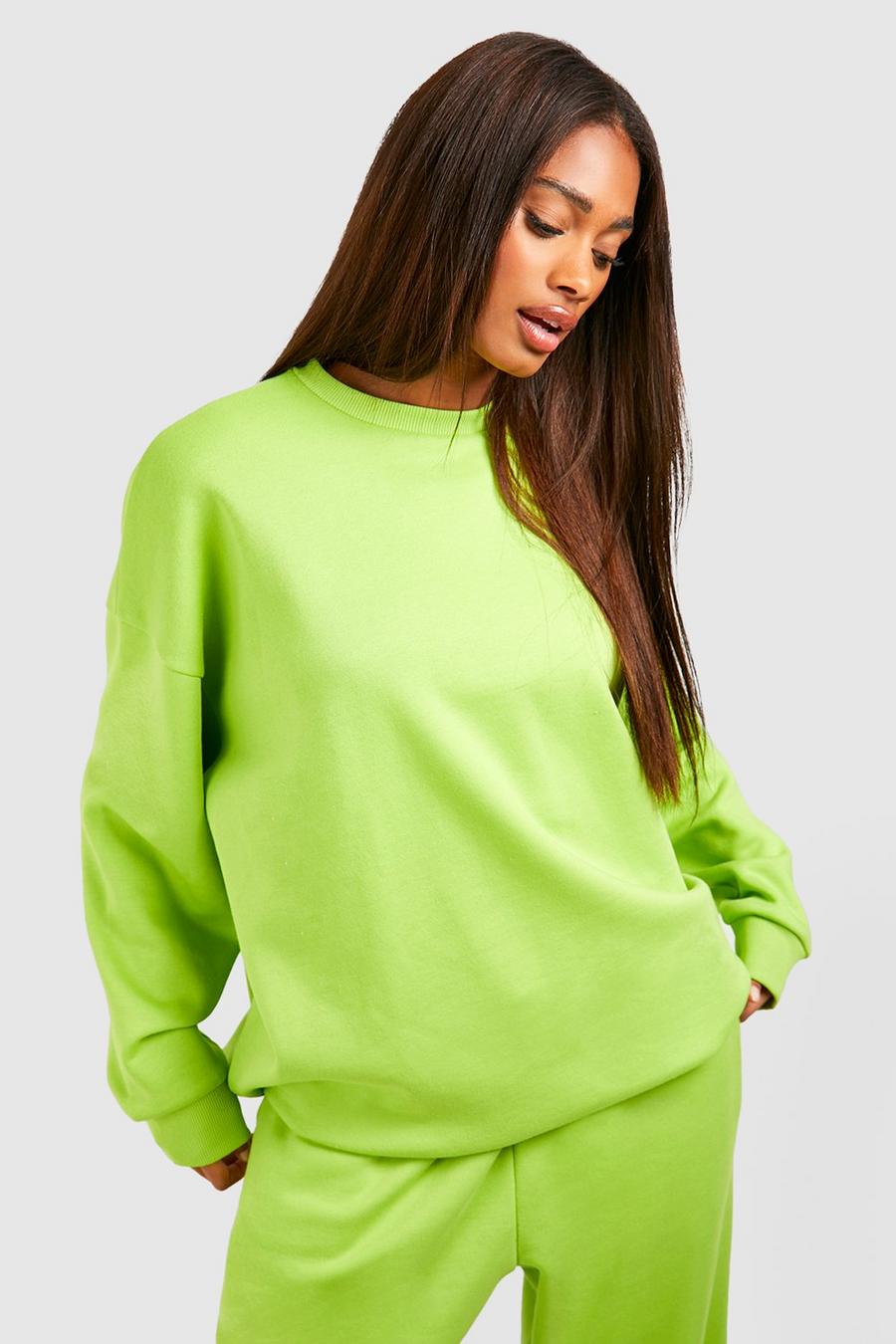 Lime Basic Oversized Sweater  image number 1