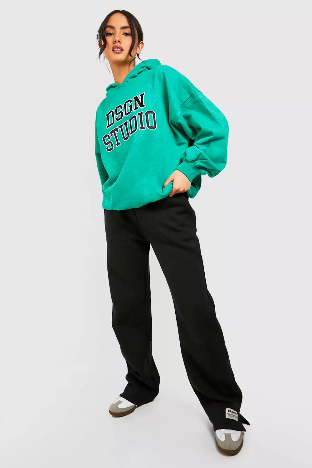 Green Dsgn Studio Applique Slogan Oversized Hoodie  alternative image