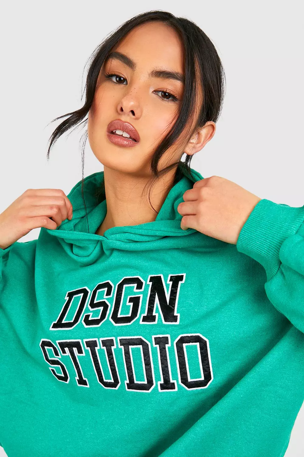 Green Dsgn Studio Applique Slogan Oversized Hoodie  alternative image