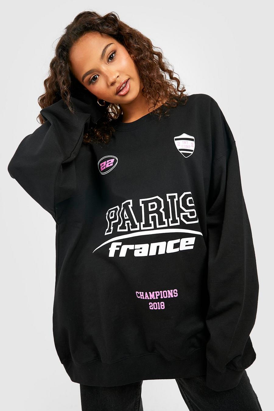 Black svart France Oversized Sweater 
