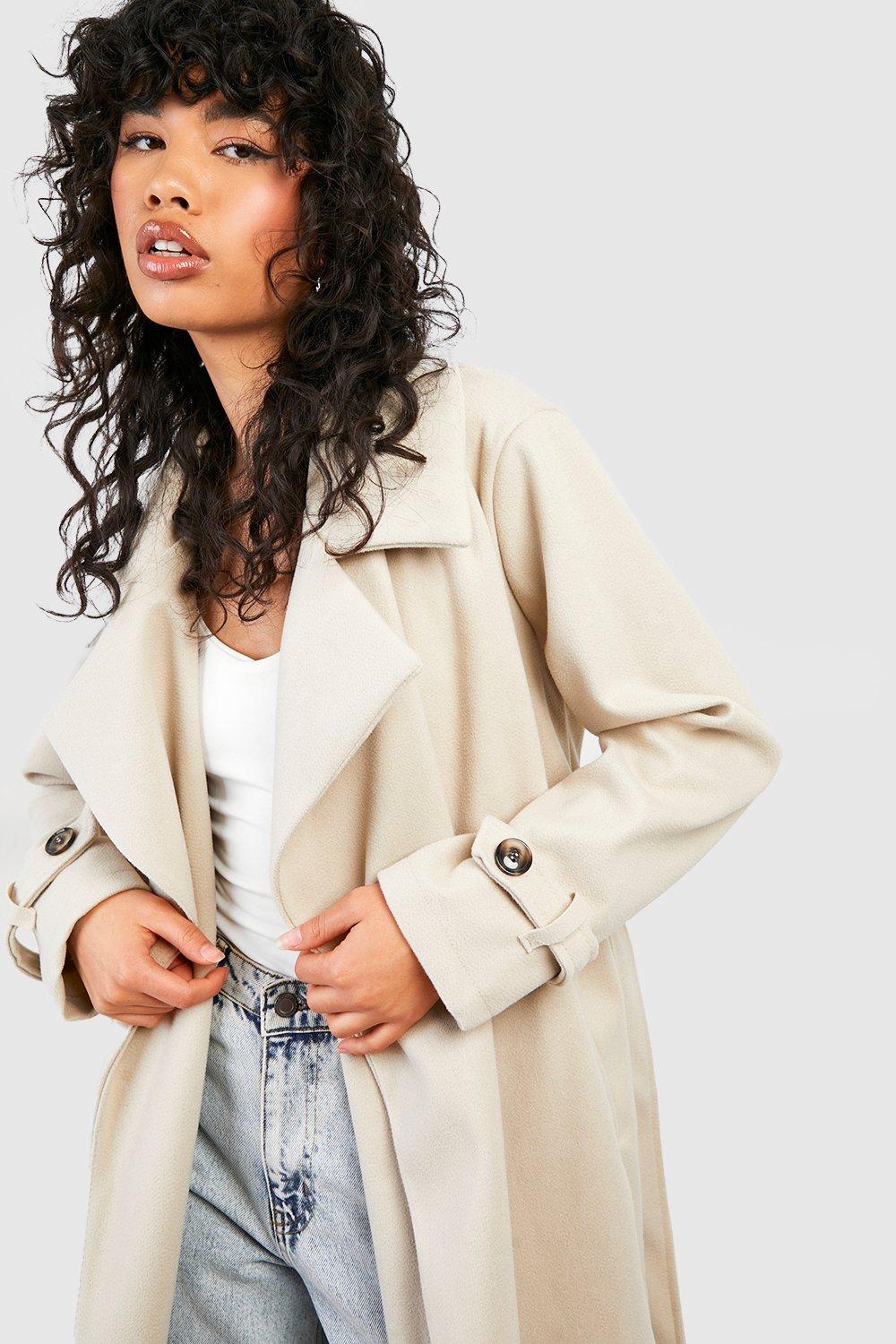 Belted Wool Look Trench