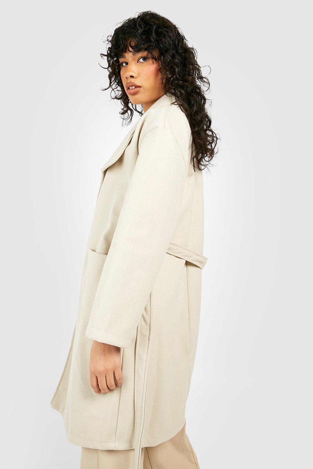 Belted shawl outlet collar coat boohoo