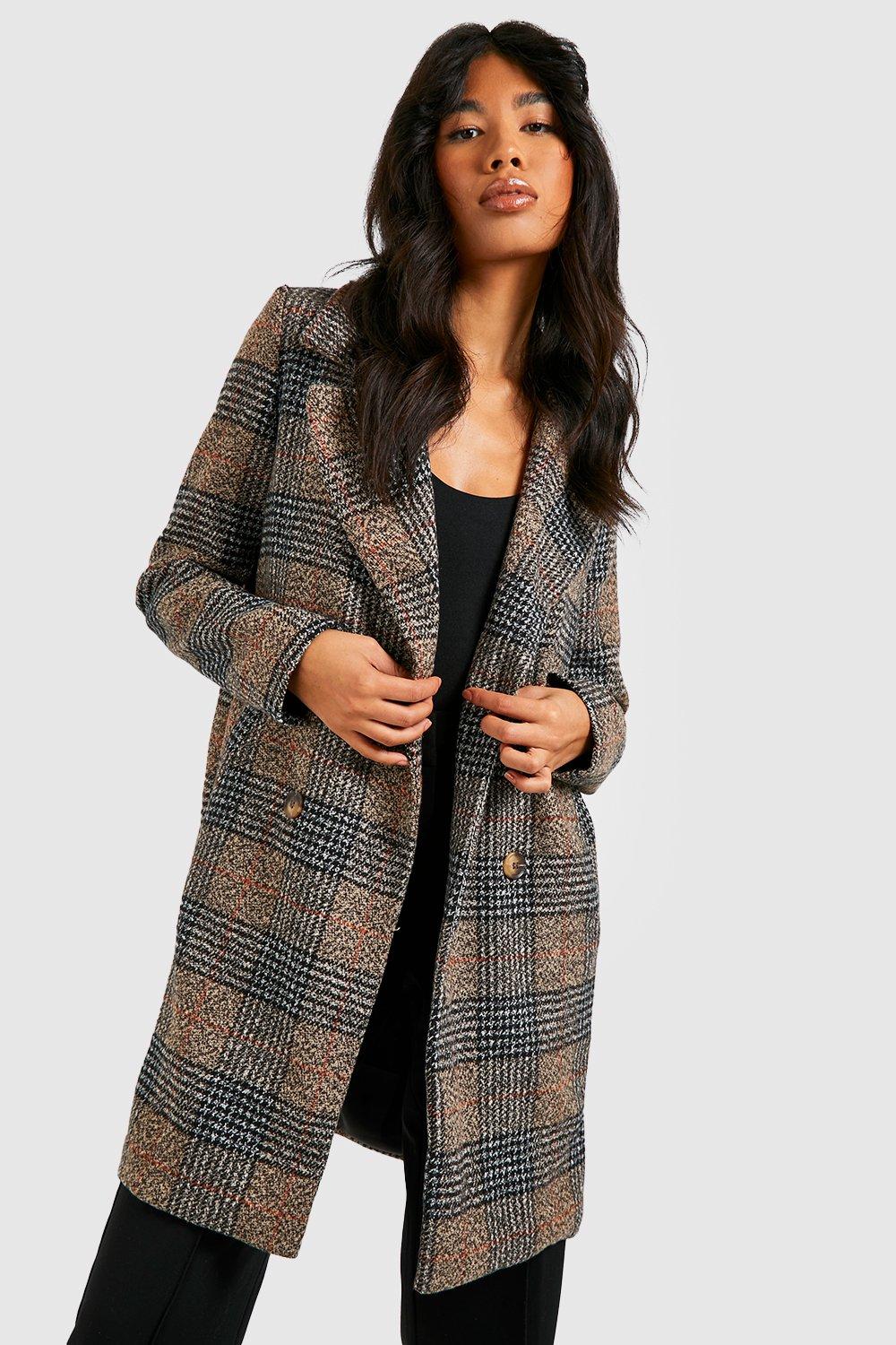 Boohoo checked coat best sale