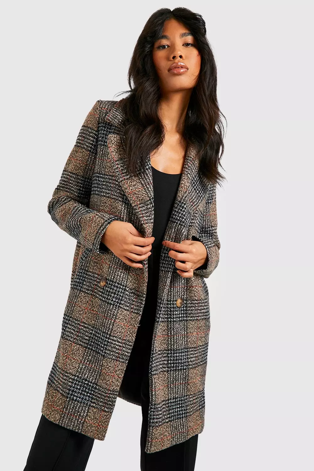 Tailored check outlet coat