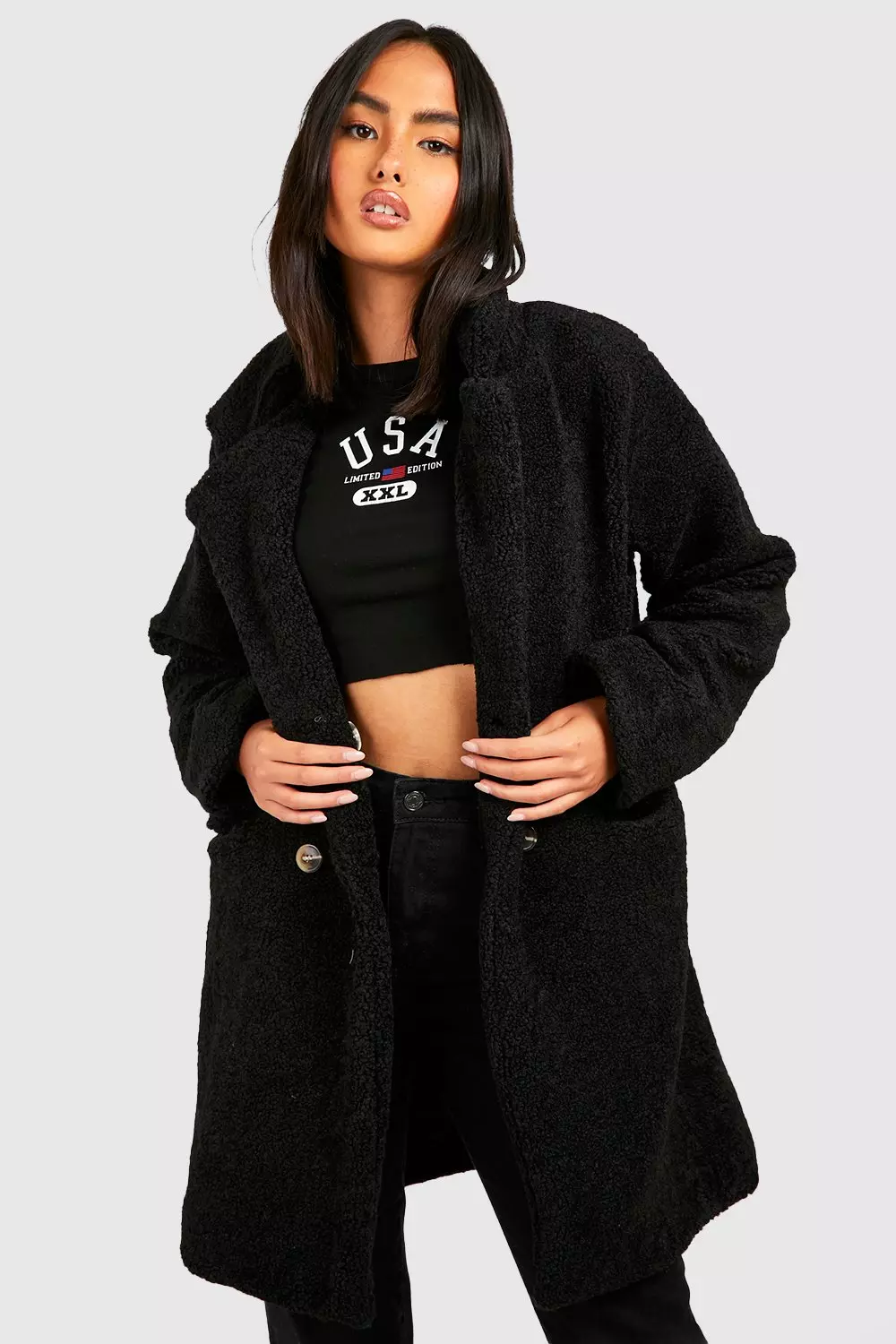 Faux shearling teddy coat forever 21 best sale