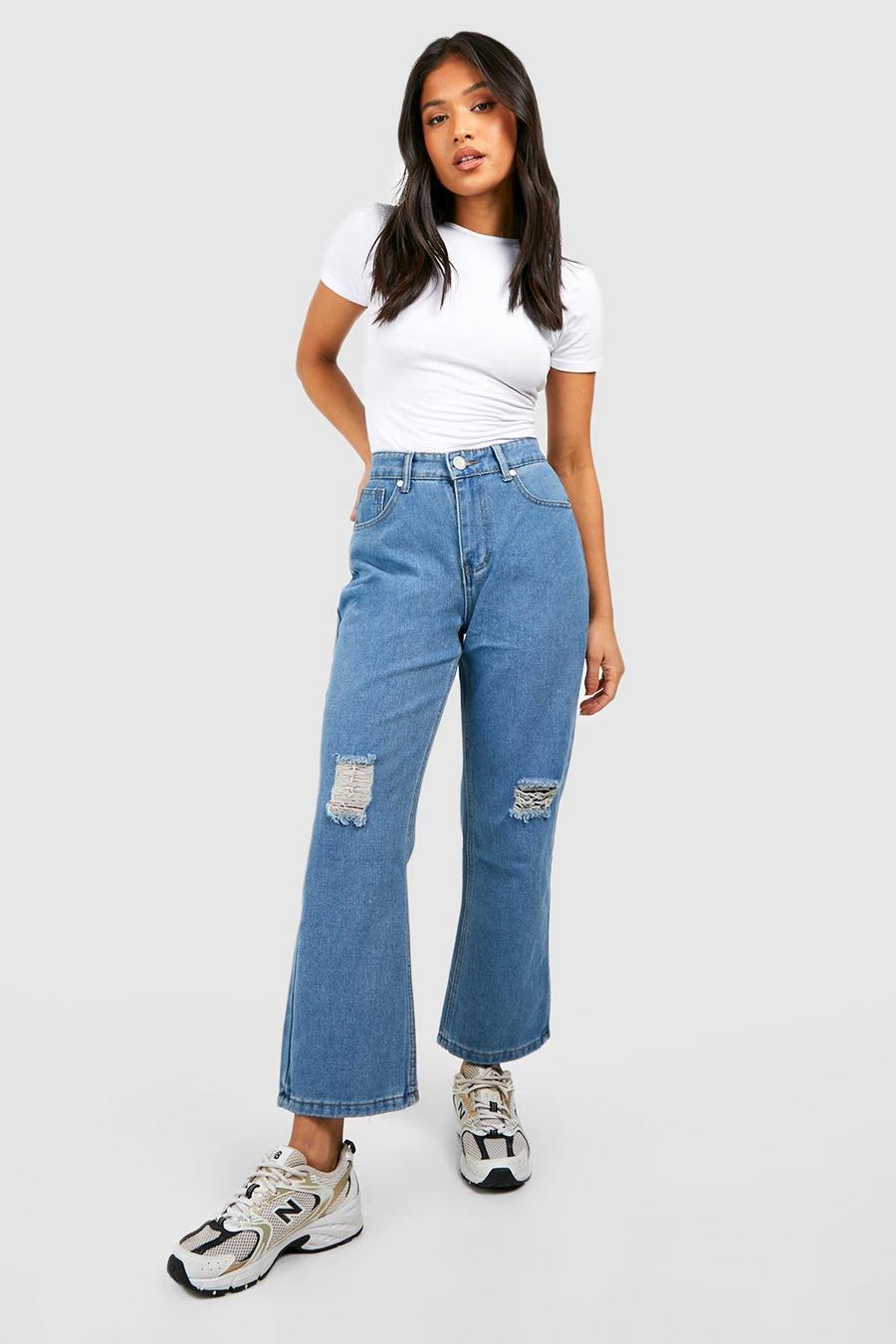 Petite Mid Wash High Waisted Mom Jean image number 1