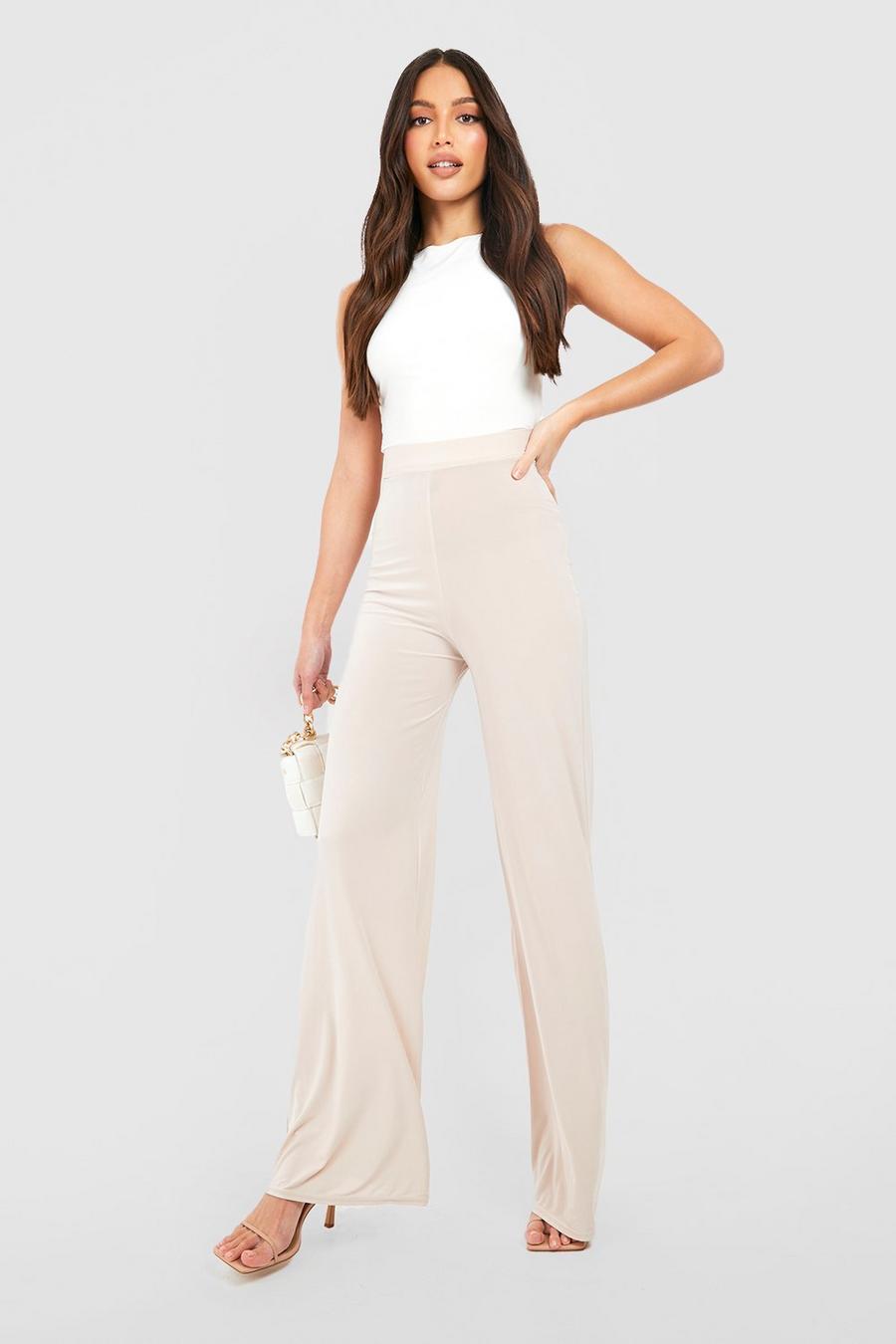 Stone Tall Slinky High Waisted Wide Leg Trousers image number 1