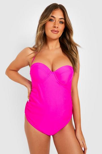 Maternity Halter Swimsuit hot pink