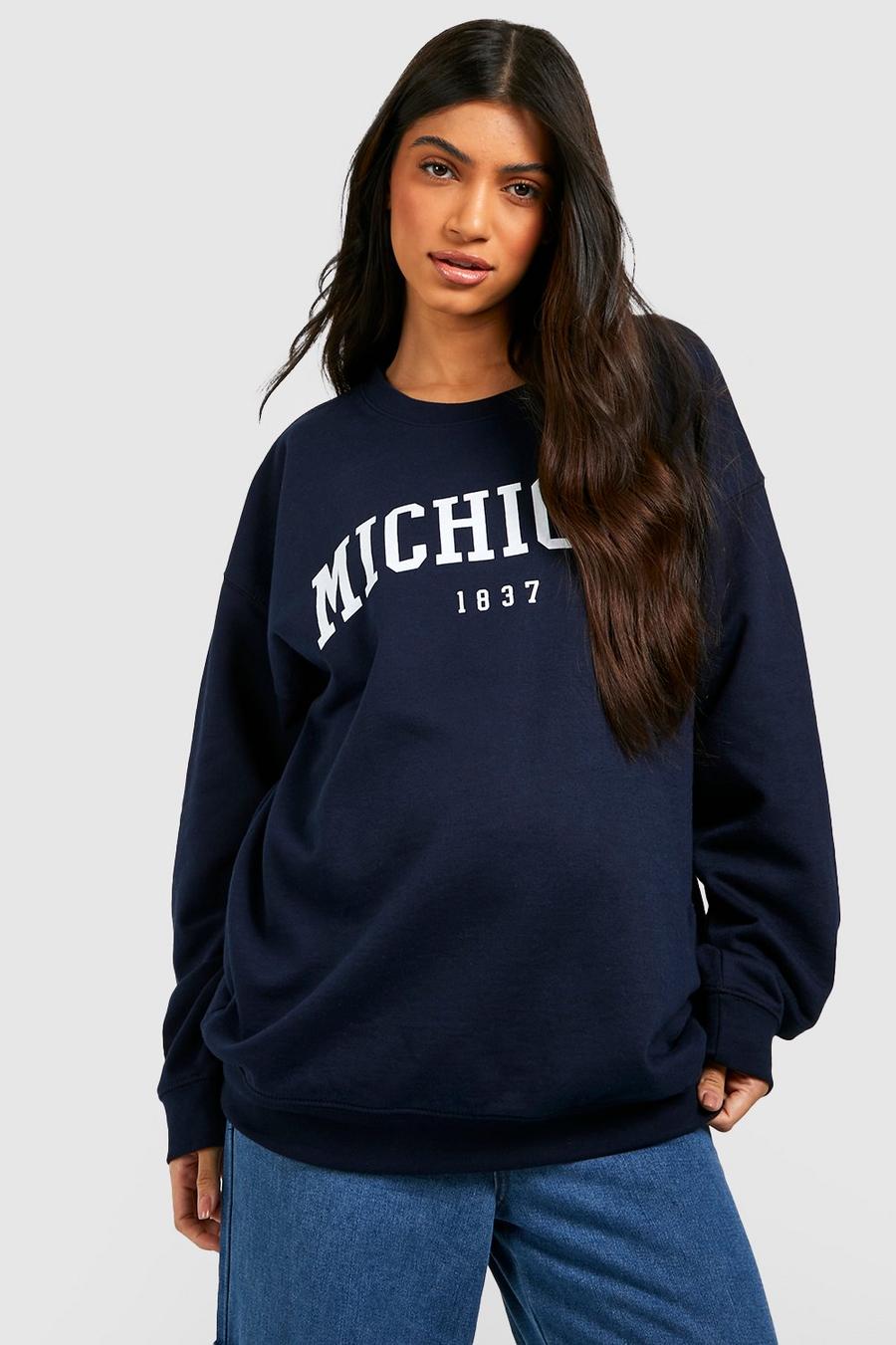 Navy Maternity Michigan Oversized Sweatshirt image number 1