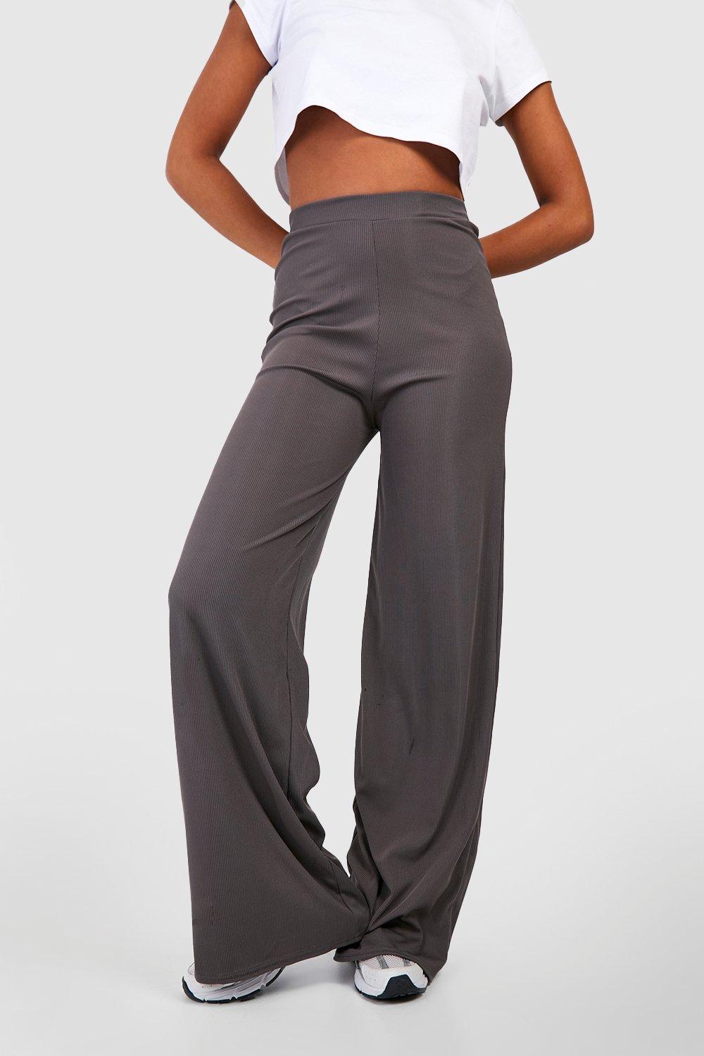 Tall Charcoal High Waisted Wide Leg Trousers