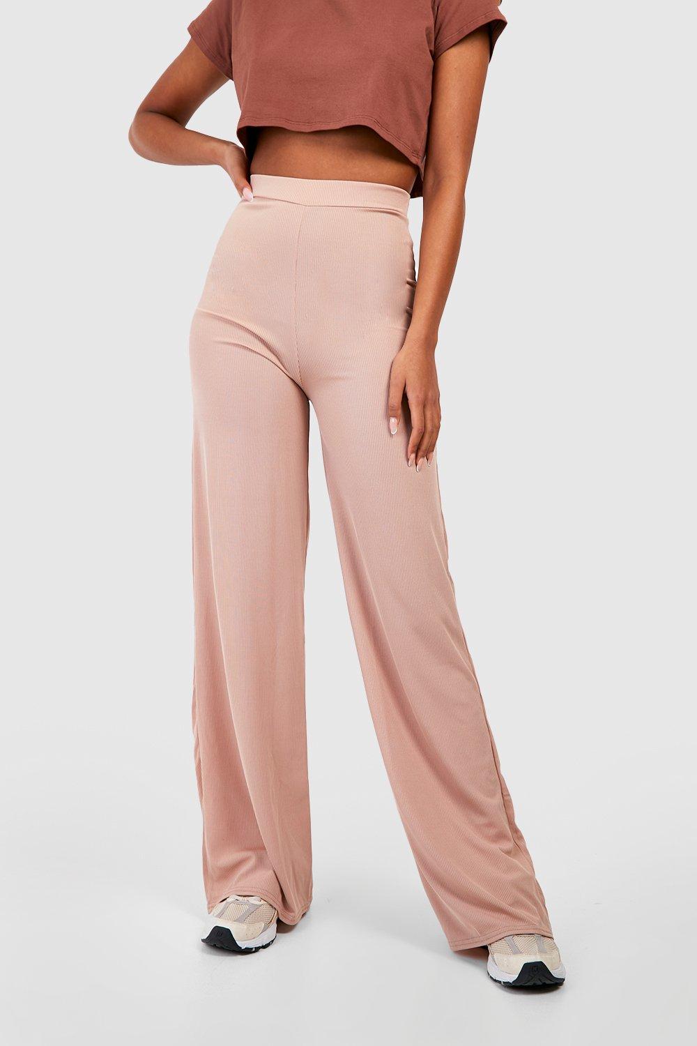 Reverse Waistband Tailored Wide Leg Pants