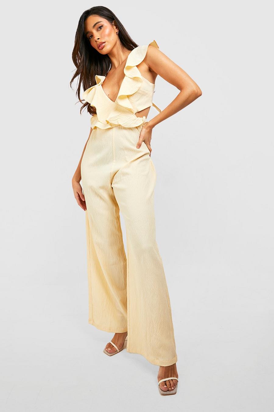 Stone Textured Ruffle Jumpsuit  image number 1