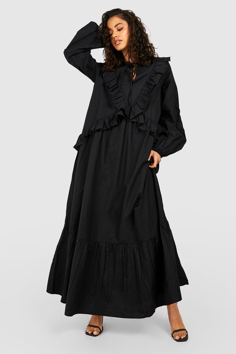 Black cotton 2024 maxi dress