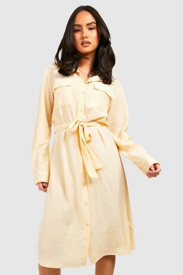 Cotton Mix Textured Shirt Dress stone