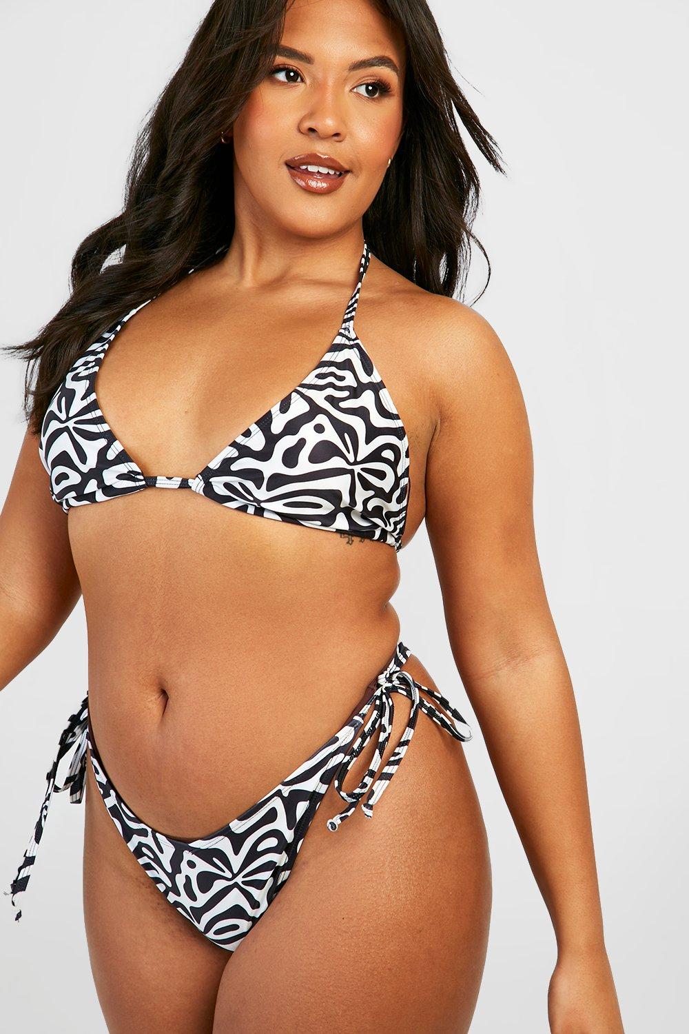 Plus Leopard Contrast Tummy Control Bikini