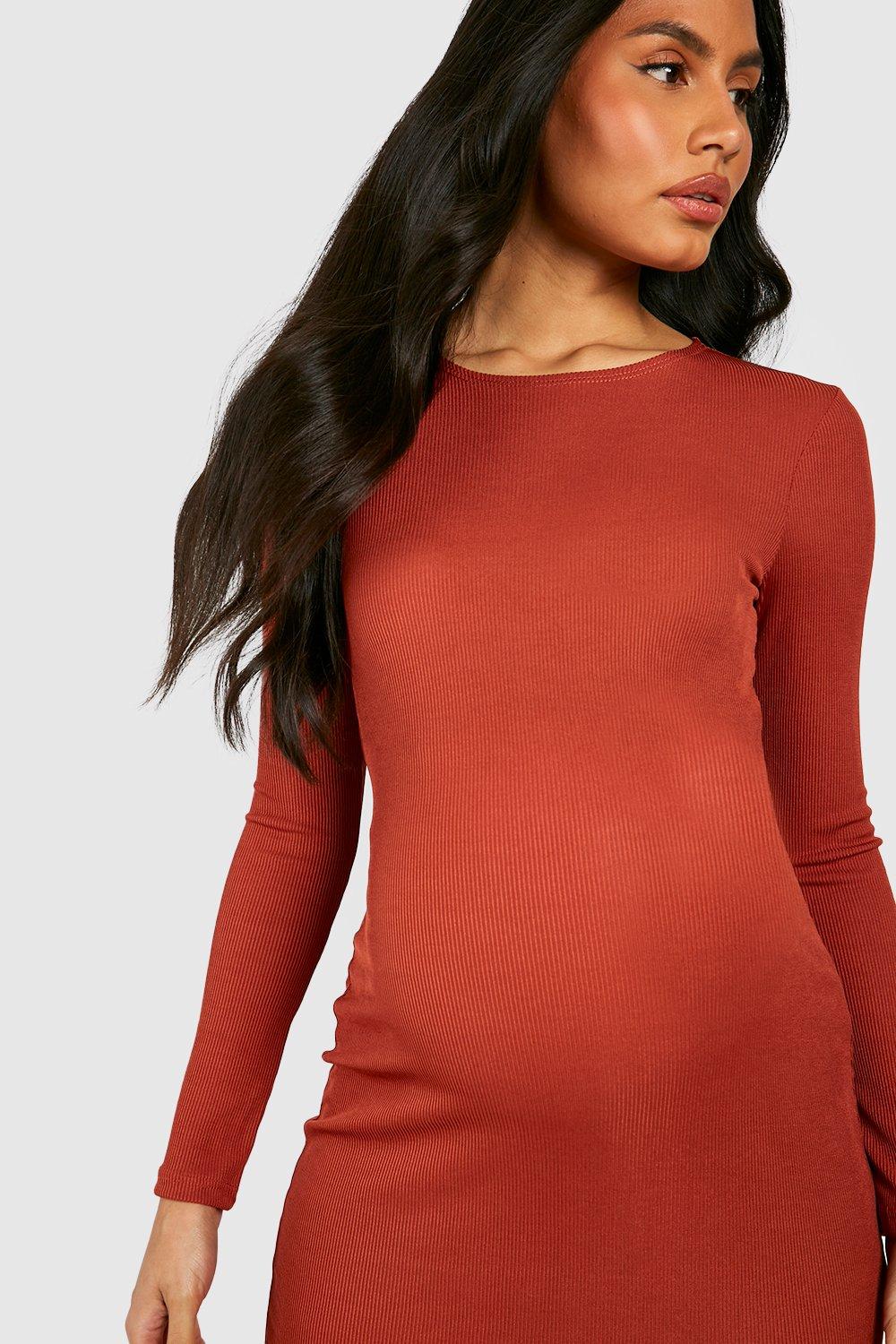 Maternity Long Sleeve Split Midi Dress