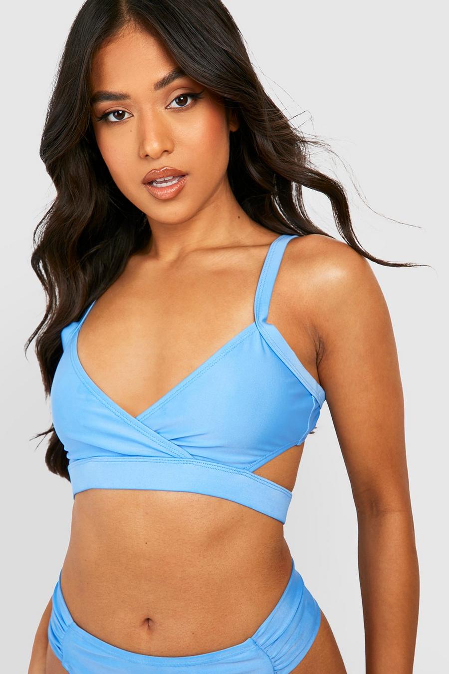 Turquoise bleu Petite Mix & Match Cut Out Bikini Top