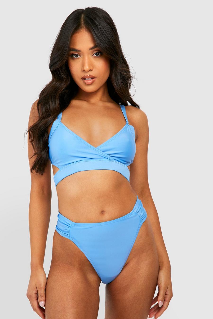 Turquoise Petite Mix & Match Ruched Side Bikini Bottoms image number 1