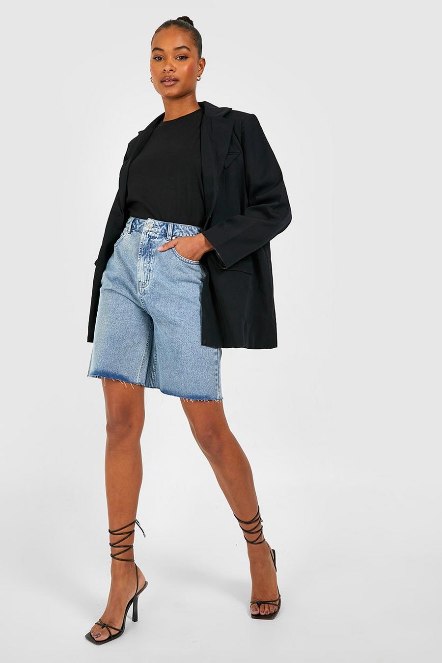 Tall High Rise Vintage Wash Longline Jean Shorts