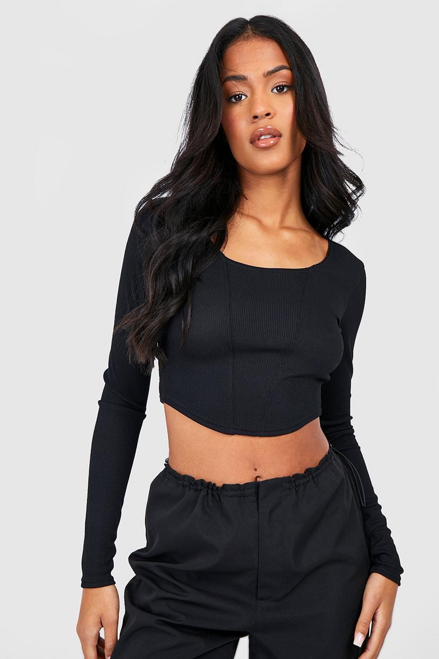 Tall Corset Crinkle Square Neck Top