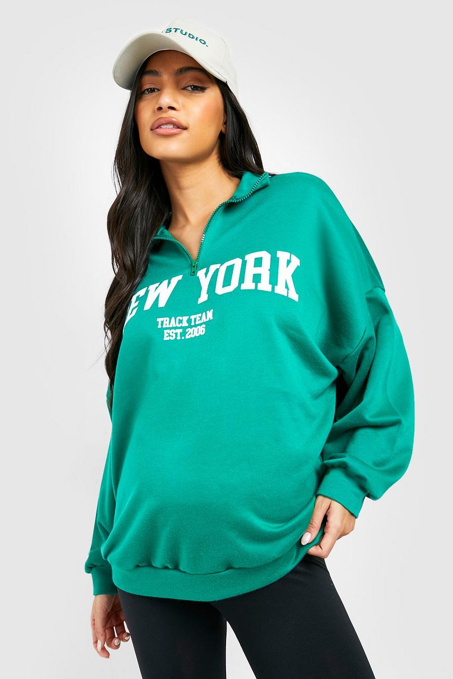 Umstandsmode New York Sweatshirt mit halbem Reißverschluss, Green vert image number 1