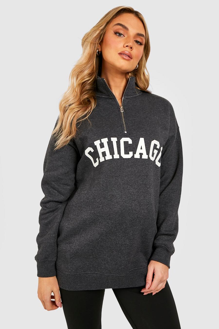 Charcoal Maternity Chicago Half Zip Sweatshirt image number 1