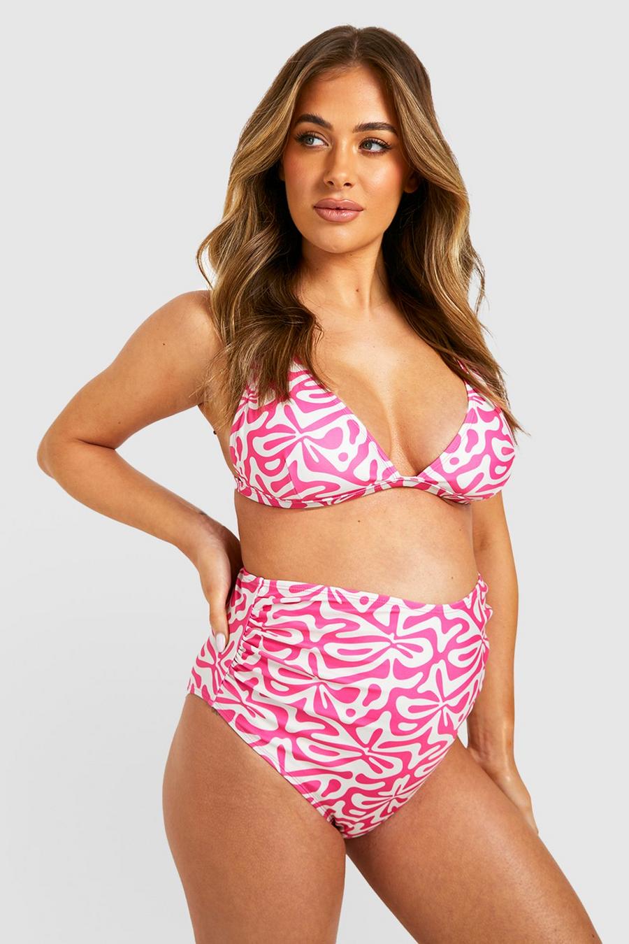 Maternité - Bikini de grossesse noué à imprimé géométrique, Pink image number 1