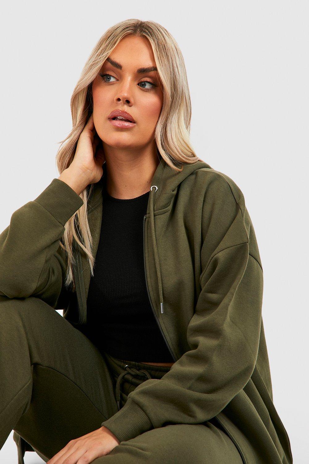 Khaki zip up on sale hoodie