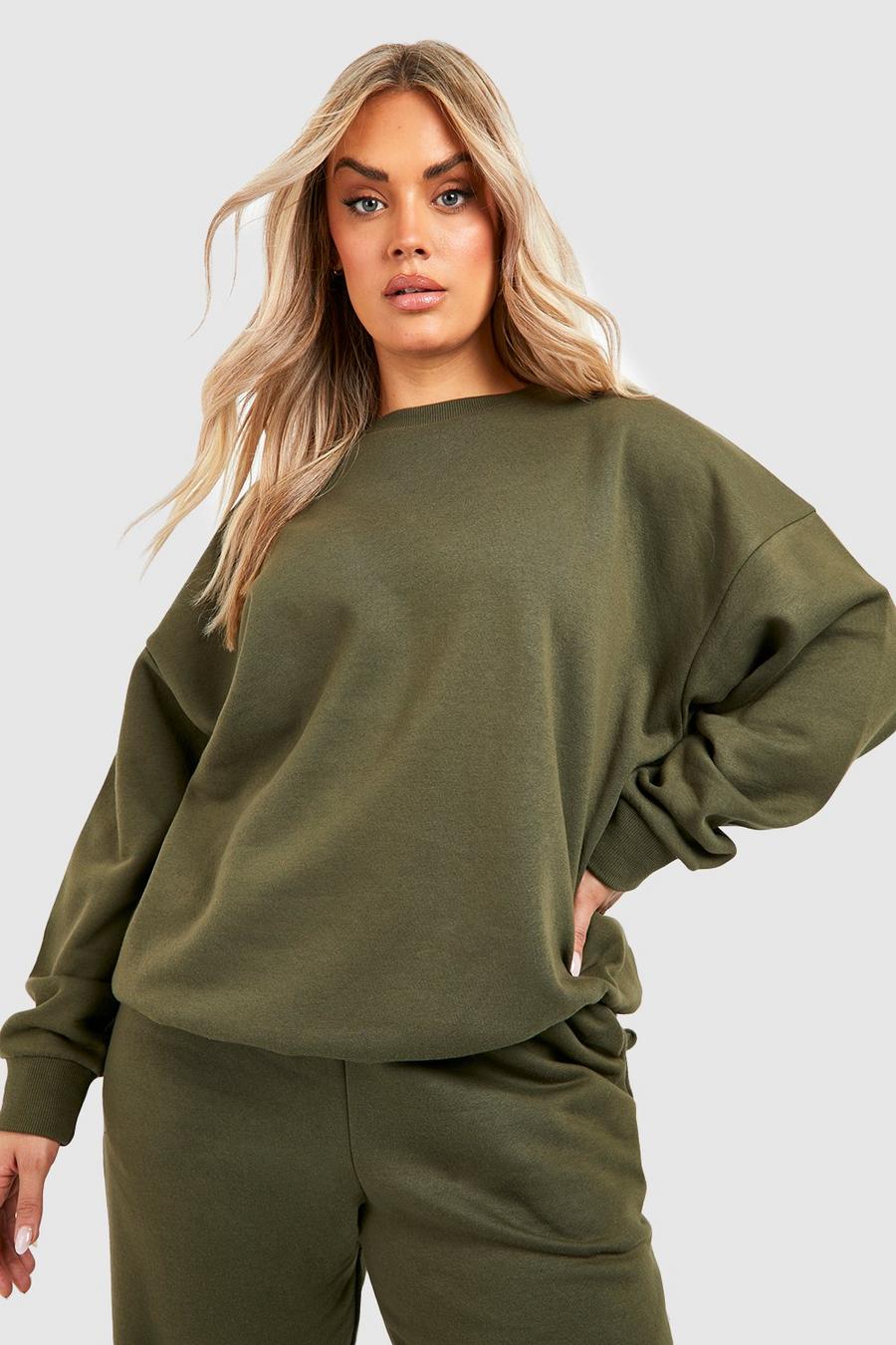 Khaki Plus Basic Oversized Sweater image number 1