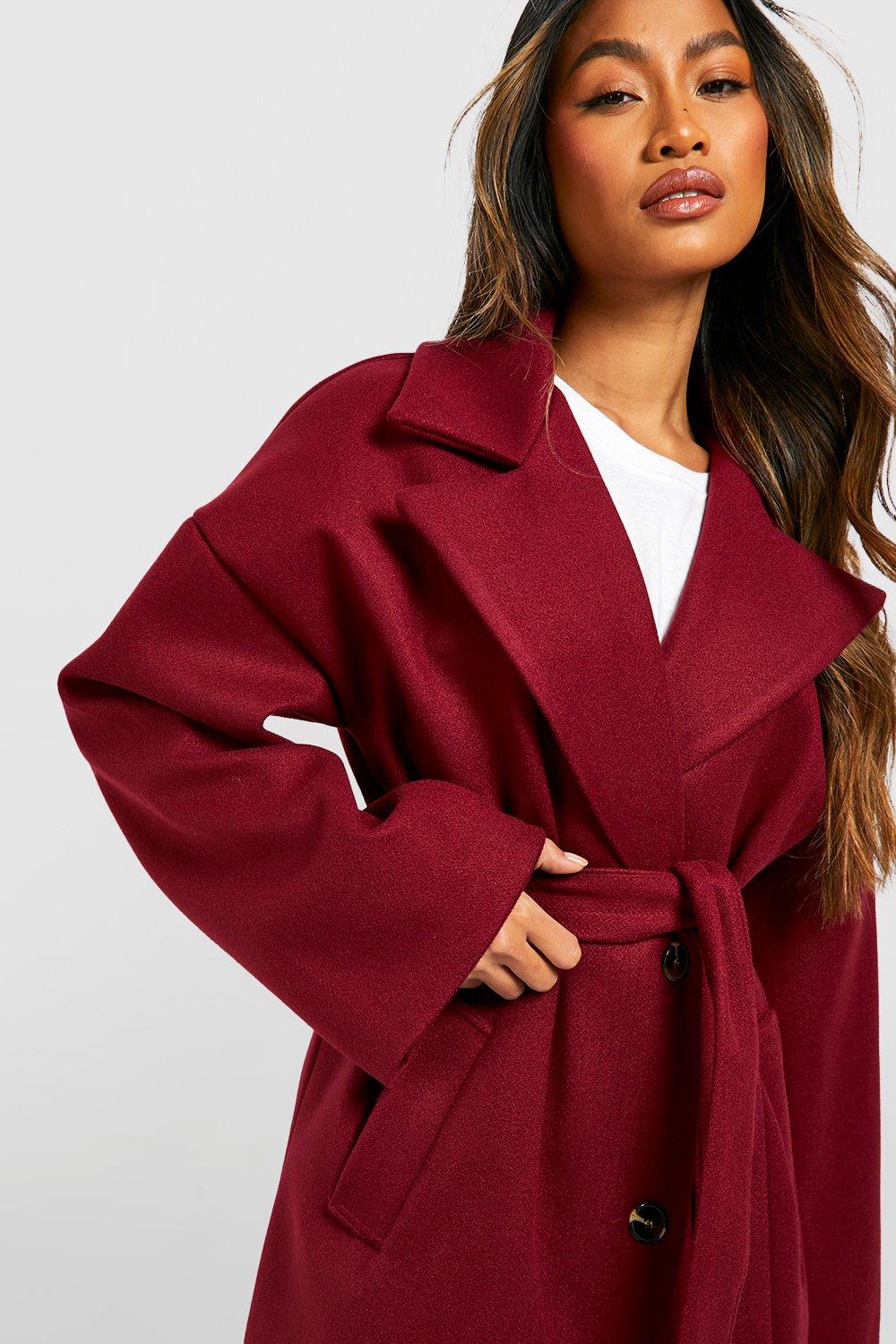 Burgundy wrap outlet coat