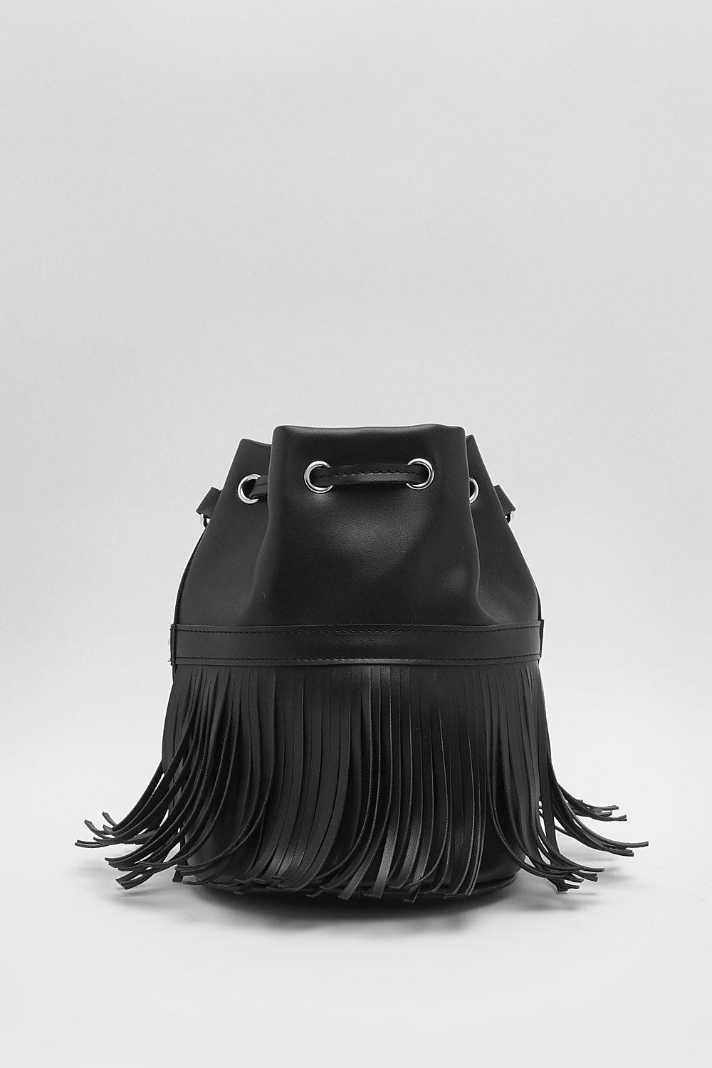 Fringe Trim Bucket Bag