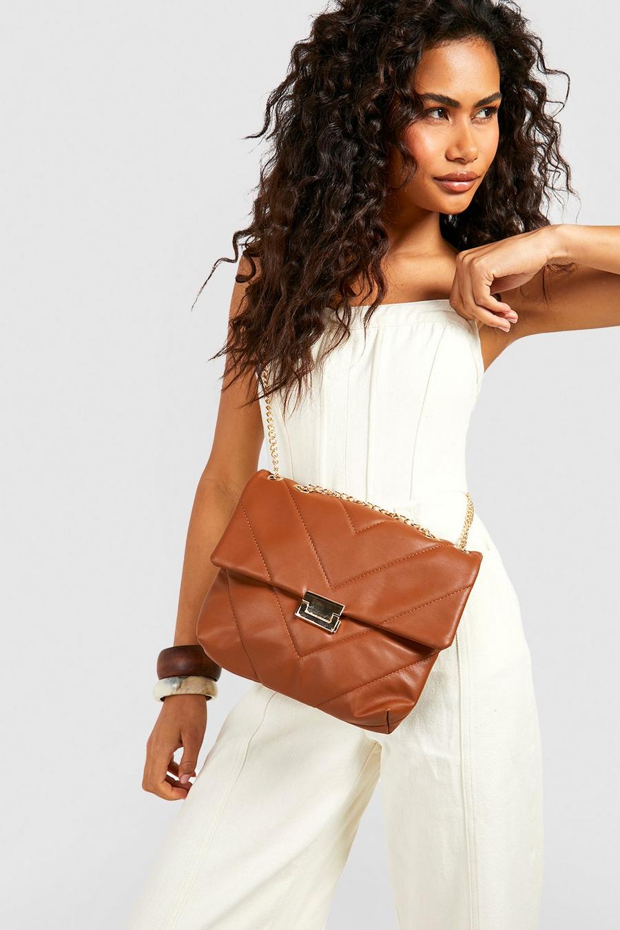 Chocolate Oversized Chain Cross Body Bag image number 1