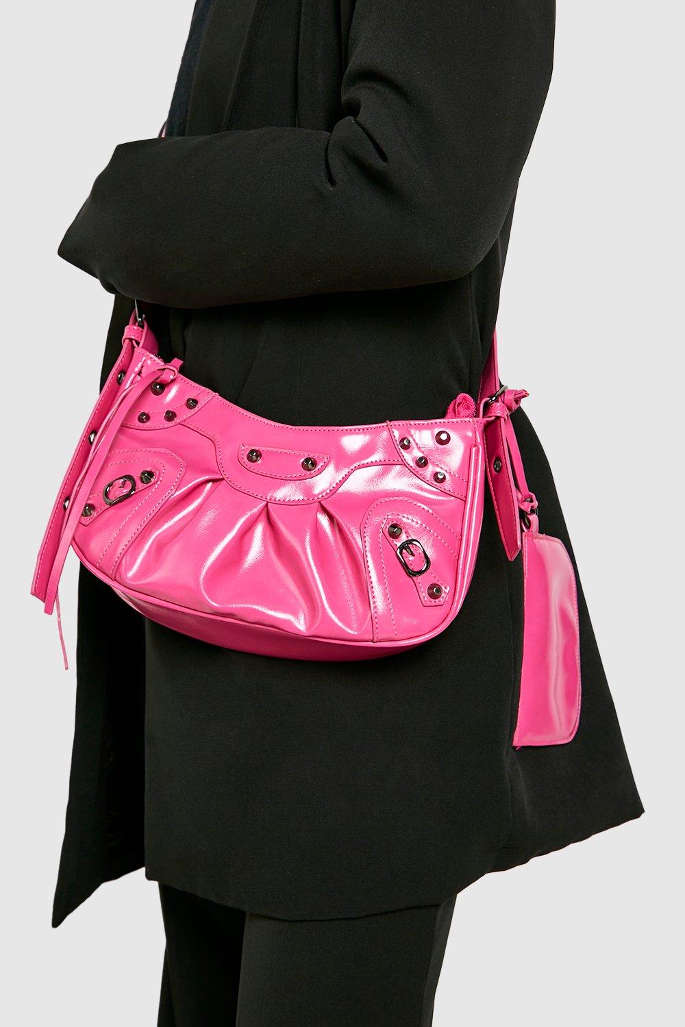 Double Pouch Studded Shoulder Bag