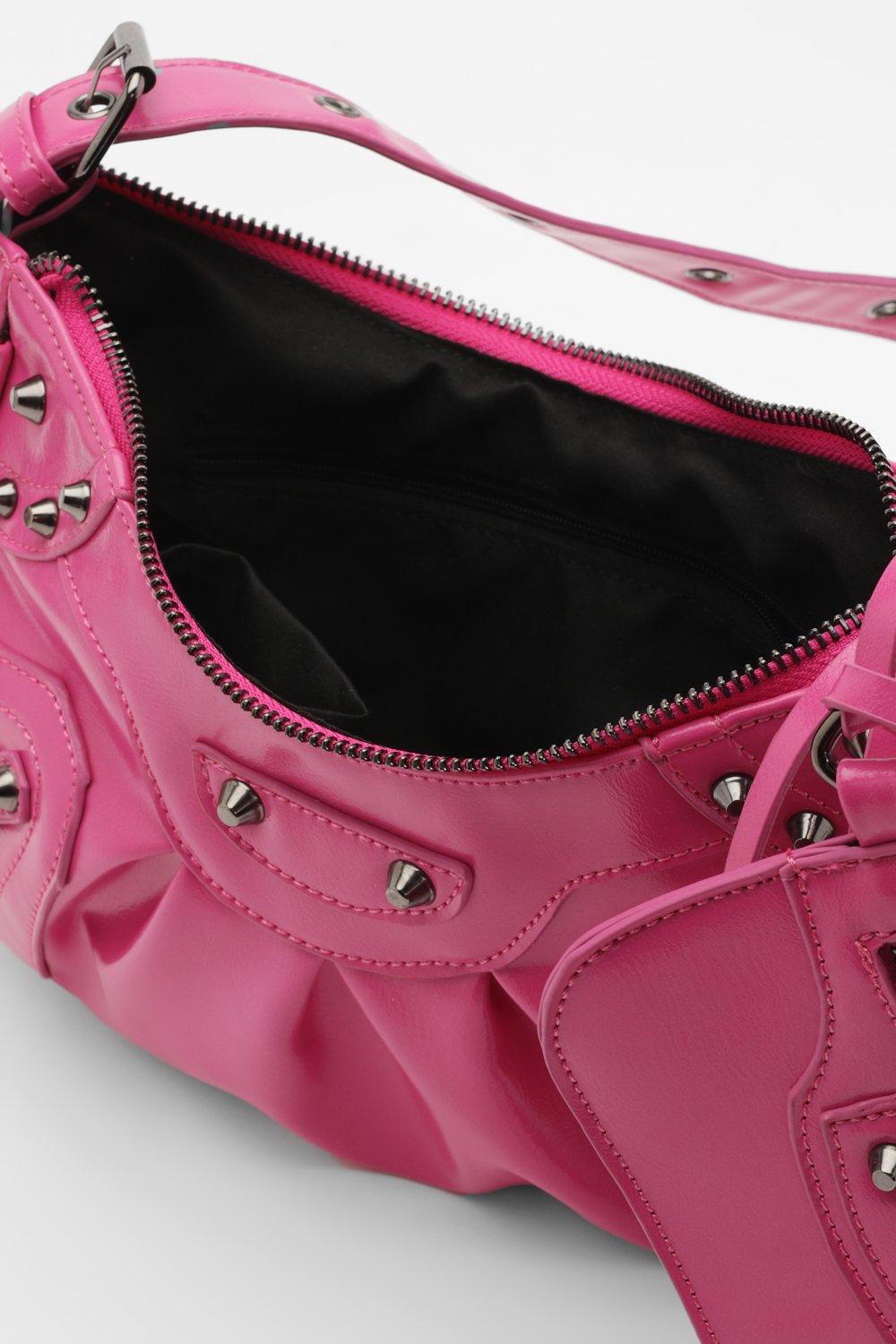 Double Pouch Studded Shoulder Bag