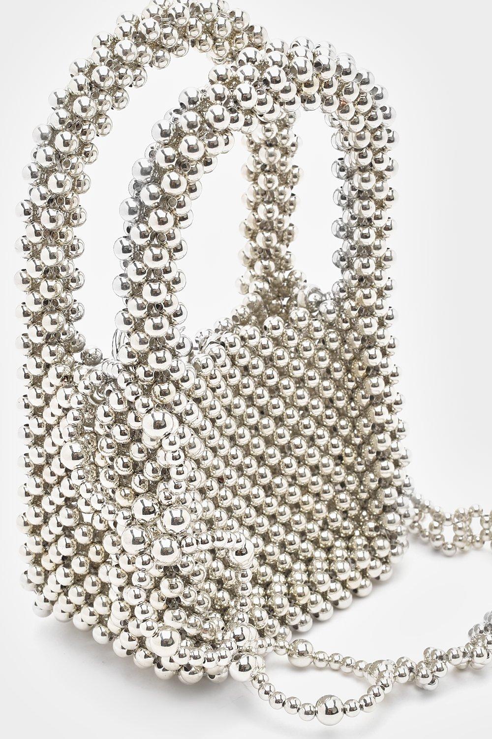 Silver beaded 2024 bag