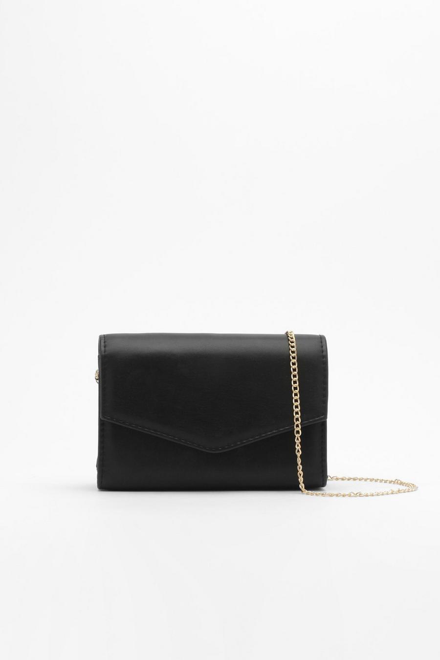Black Envelope Chain Clutch Bag