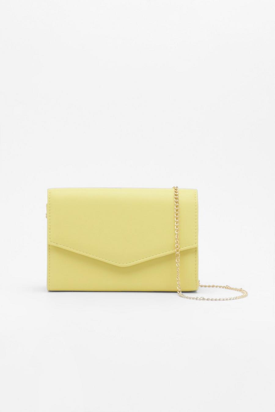 Lemon yellow Envelope Chain Clutch Bag