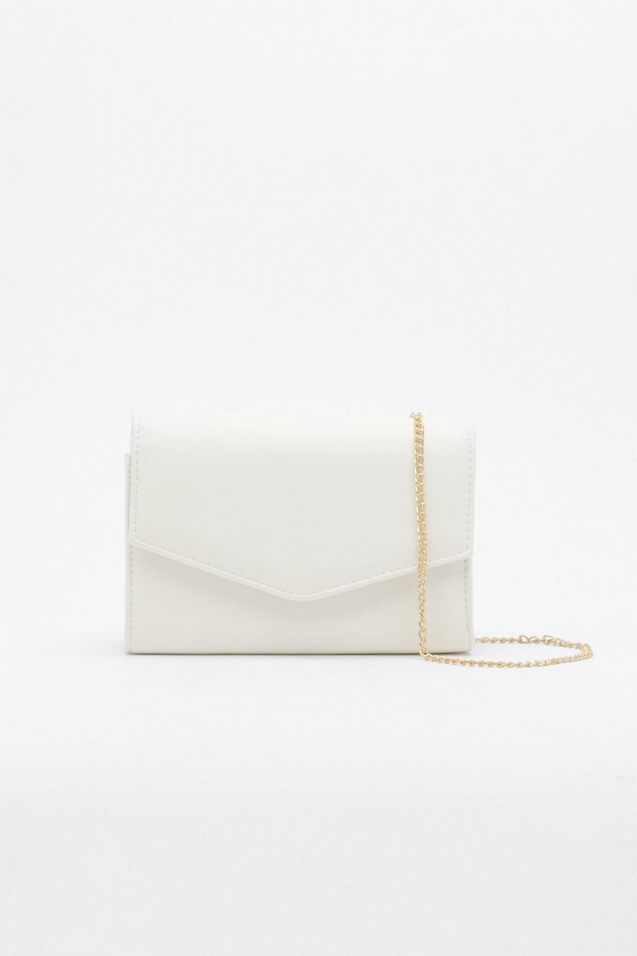White blanc Envelope Chain Clutch Bag