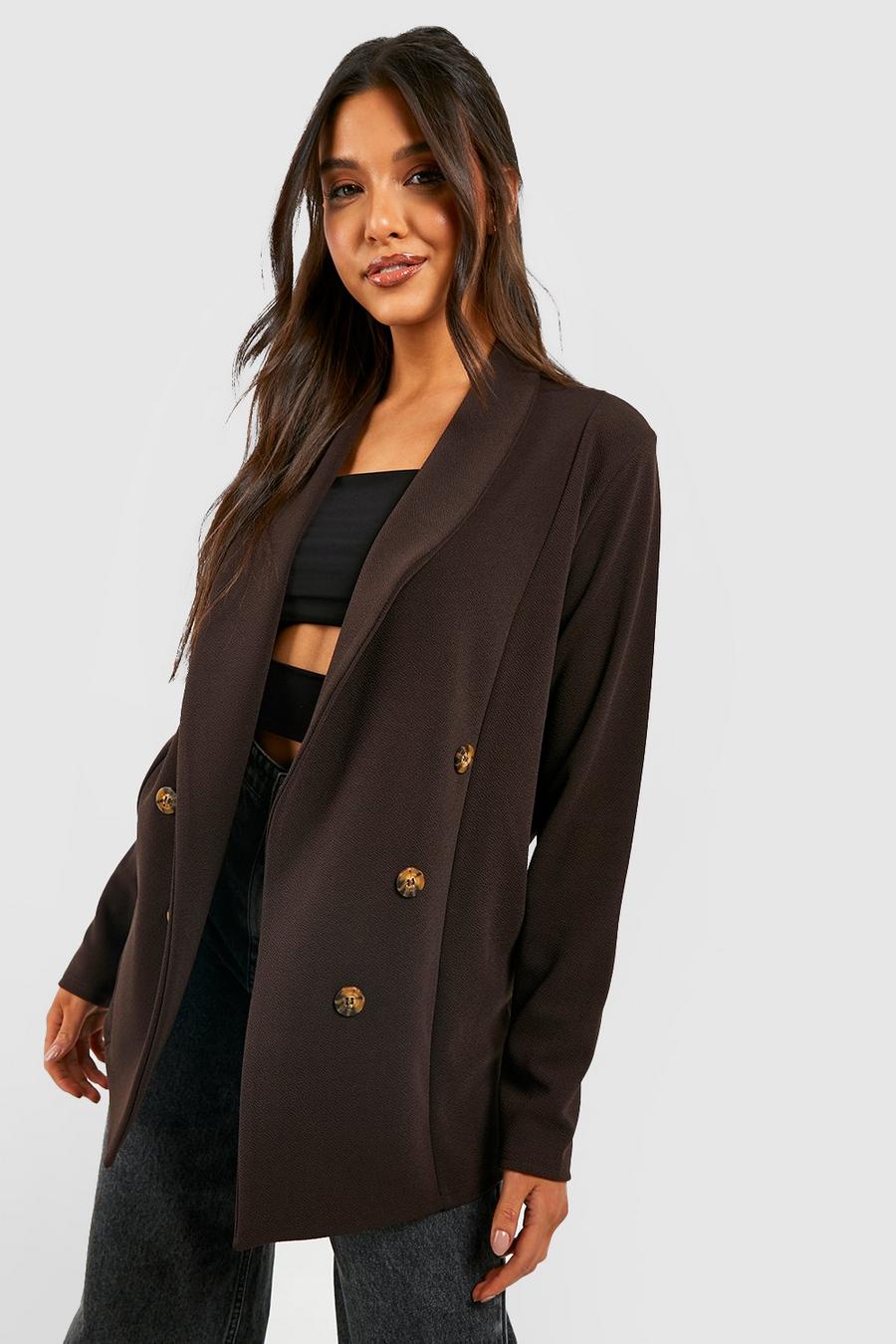 Chocolate Basic Jersey Tonal Relaxed Fit Blazer image number 1