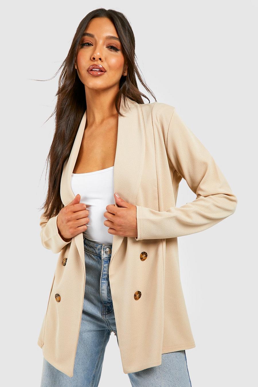 Stone Basic Jersey Tonal Relaxed Fit Blazer image number 1